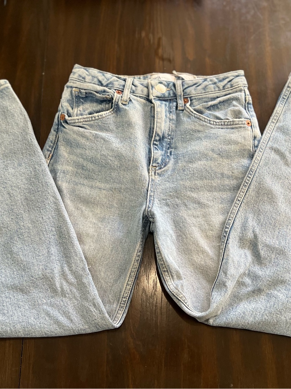 Zara Light Blue High-Rise Straight Jeans
